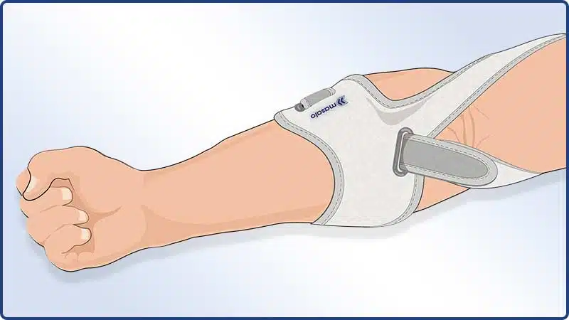 Anlegeanleitung Masalo Manschette MED - Korrekt angelegt, so kann der Tennisarm, Golferarm, Mausarm wirksam bekämpft werden